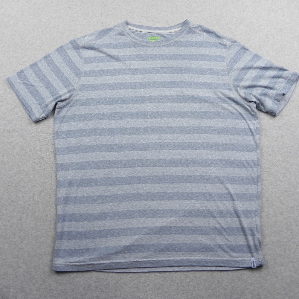 Koppen T Shirt Mens XL Regular Blue Gray Striped Short Sleeve Crew Neck Tee